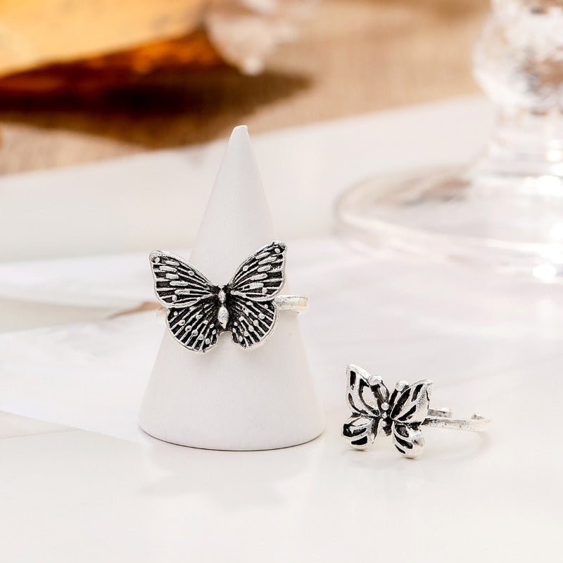 Wholesale Retro Hollow Butterfly Ring 2-piece Alloy Set